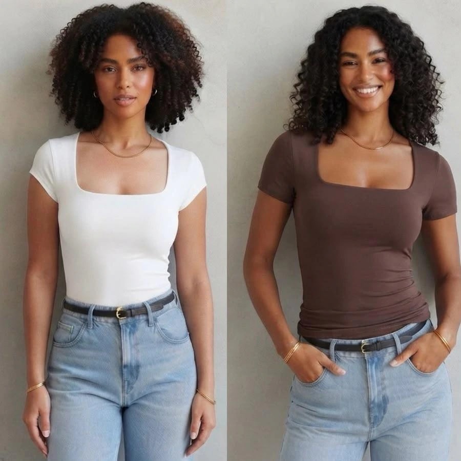 Kit 2 Blusa Feminina Baby Look com Tecido Suplex Leve e Confortável — imagem 3