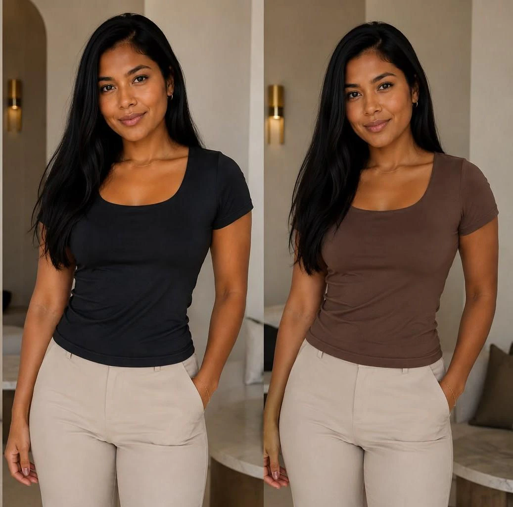 Kit 2 Blusa Feminina Baby Look com Tecido Suplex Leve e Confortável — imagem 2