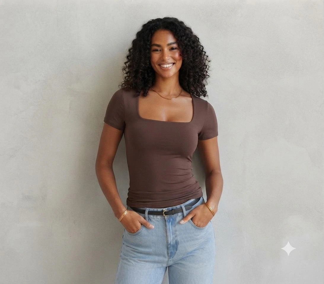 Kit 3 Blusa Feminina Baby Look com Tecido Suplex Leve e Confortável — imagem 4